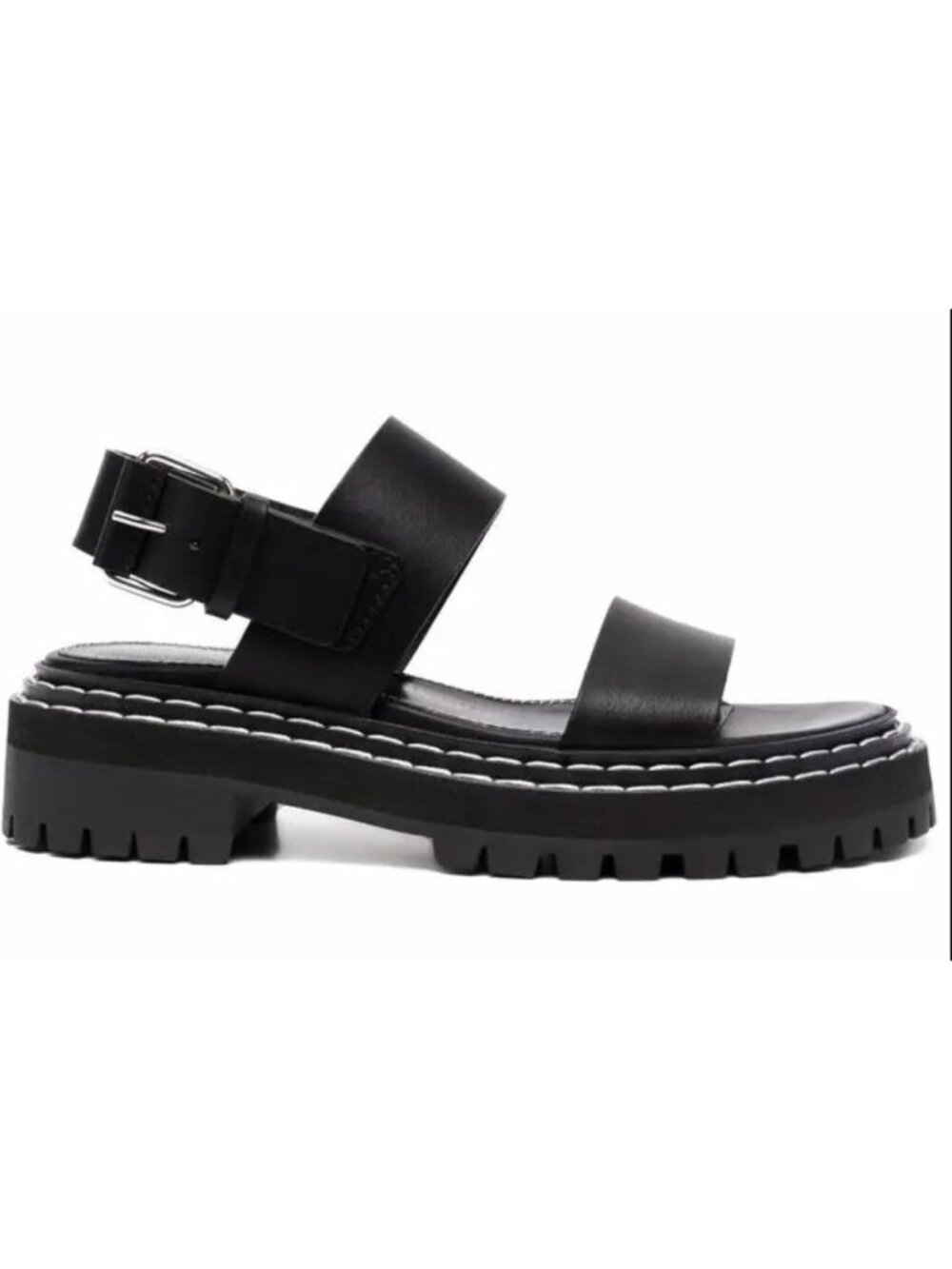PROENZA SCHOULER Calfskin Sporty Slingback Lug Sole Chunky Sandals Black 35